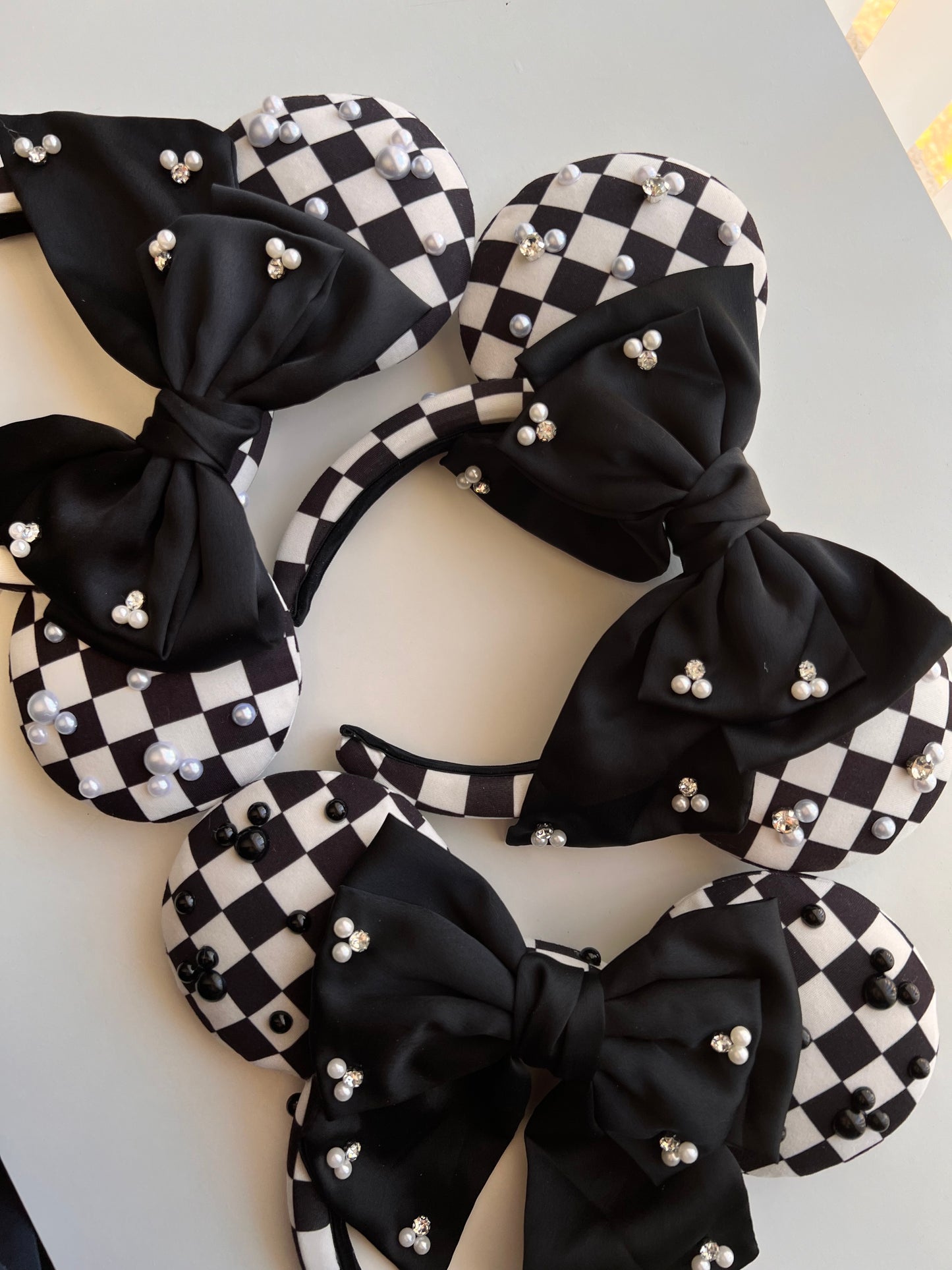 Checkered Plaid Bow Mickey Ears