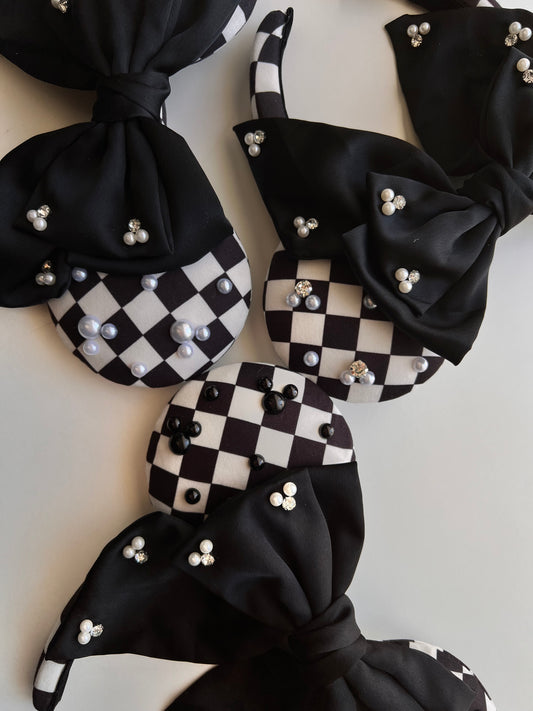Checkered Plaid Bow Mickey Ears