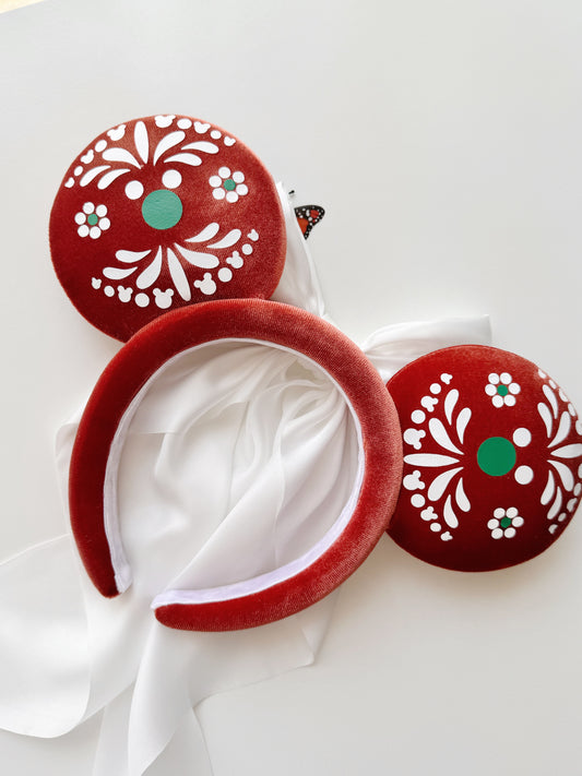 Mickey Flower Print Barro Orejitas