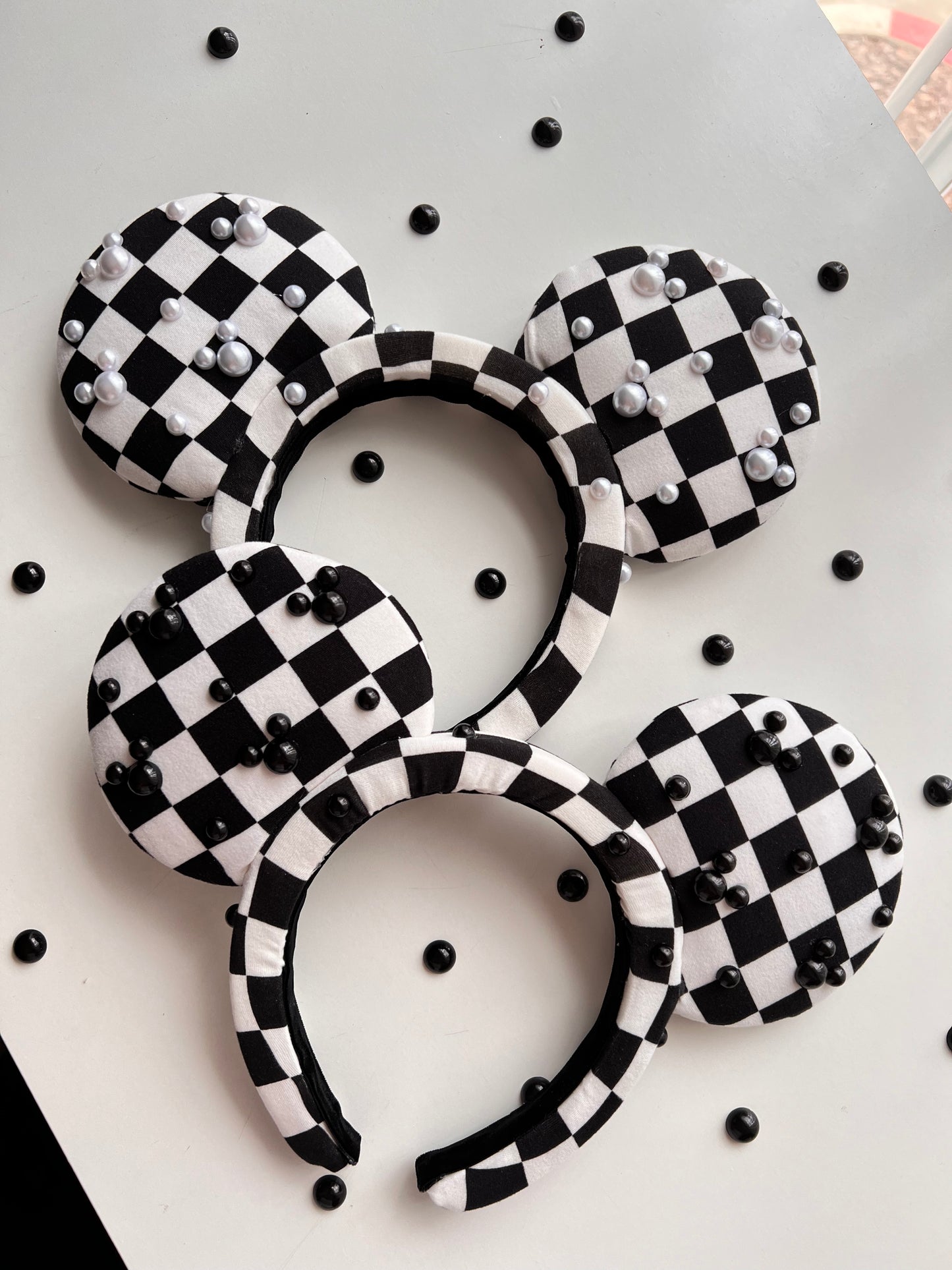 Checkered Pearl Padded Ears