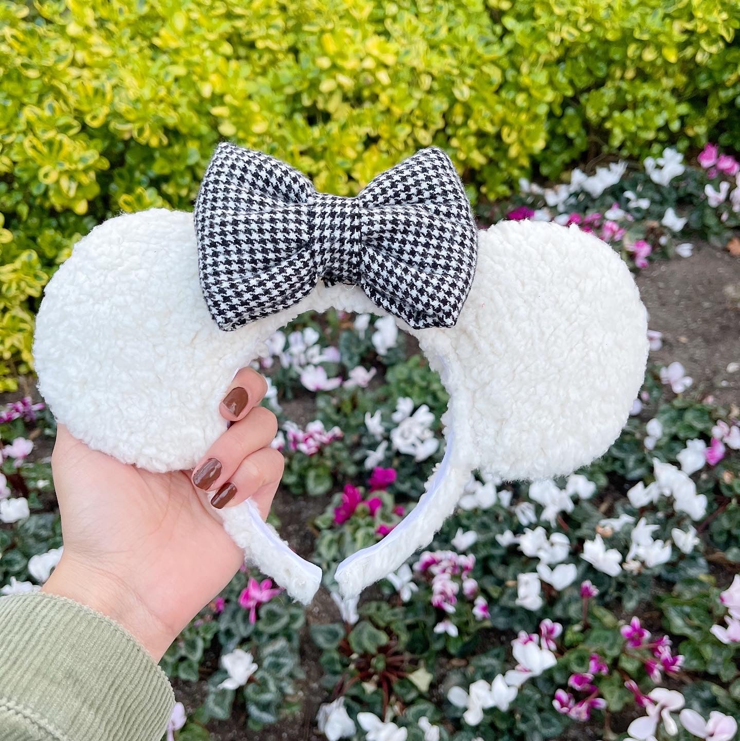 Ivory Houndstooth Flannel Ears