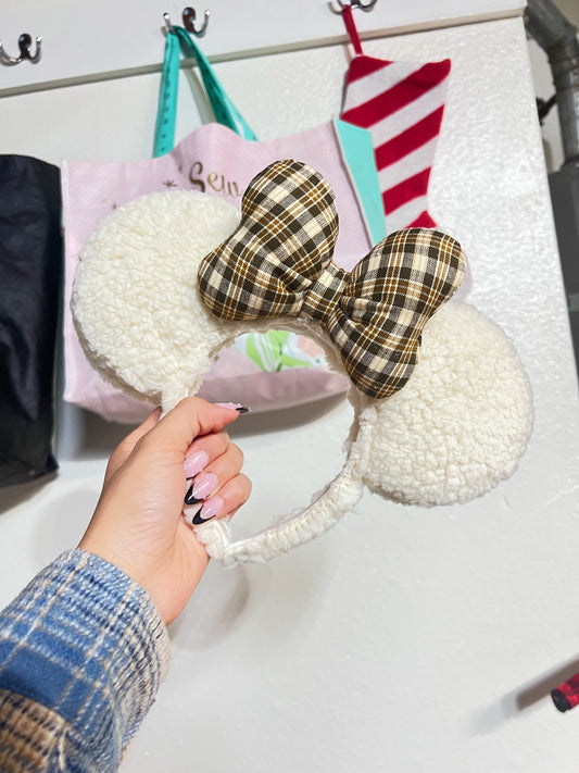 Brown Plaid Sherpa Ears