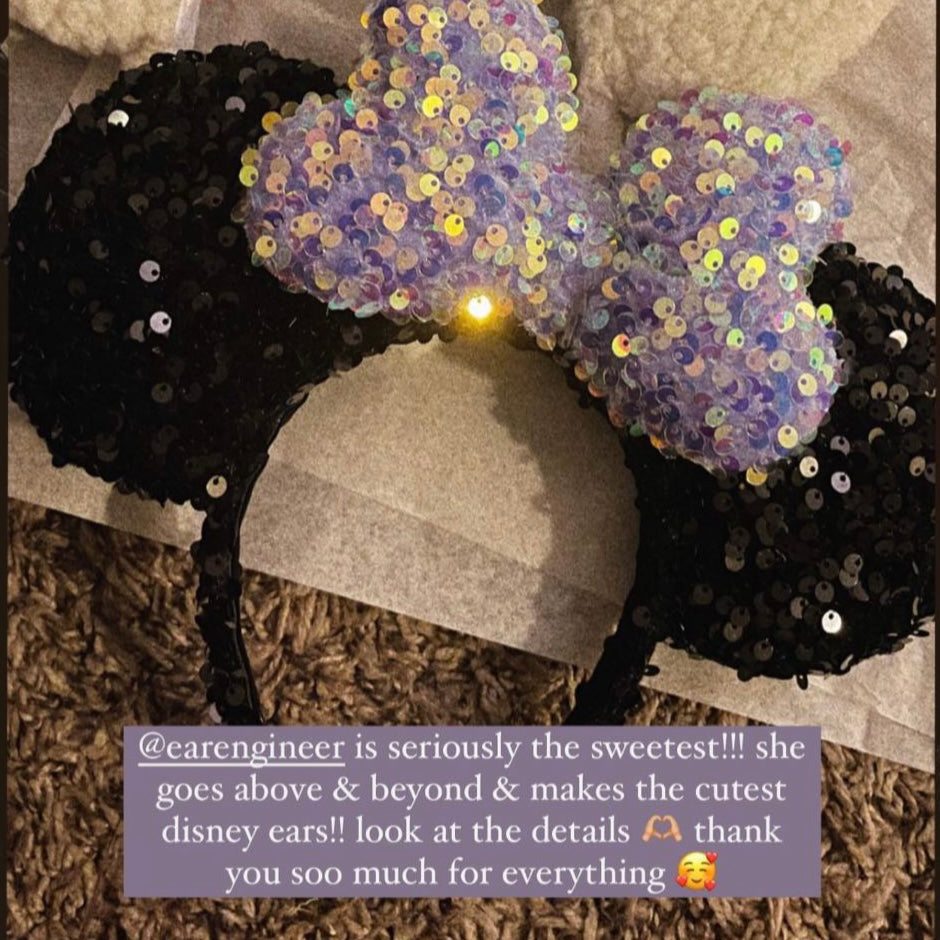 Classic Black & Lilac Sequin Ears