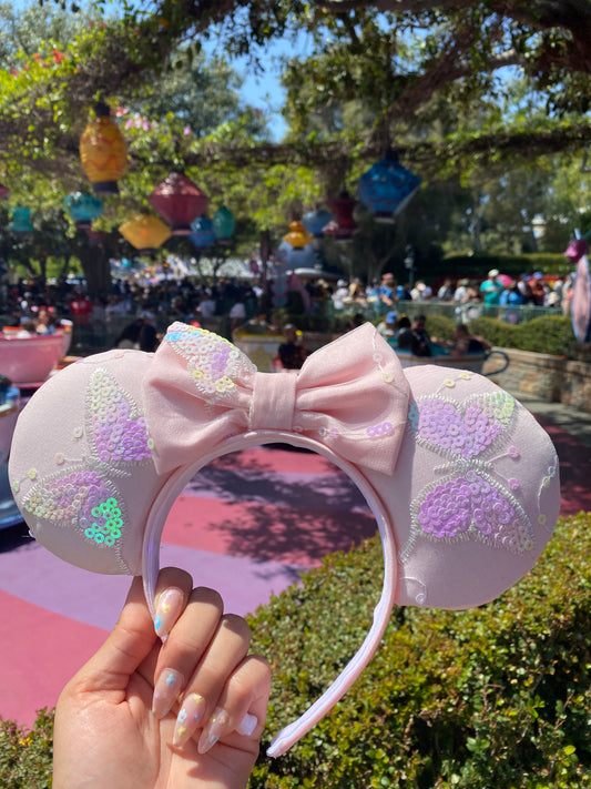 Baby Pink Iridescent butterfly ears